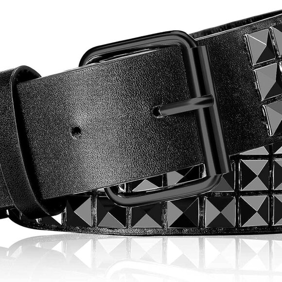 Studded Belt Metal Punk Rock Rivet Punk Leather Threads Studded Goth Belt with P - Picture 1 of 7